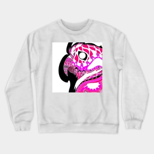 pink parrot ecopop guacamaya bird in mexican pattern art Crewneck Sweatshirt